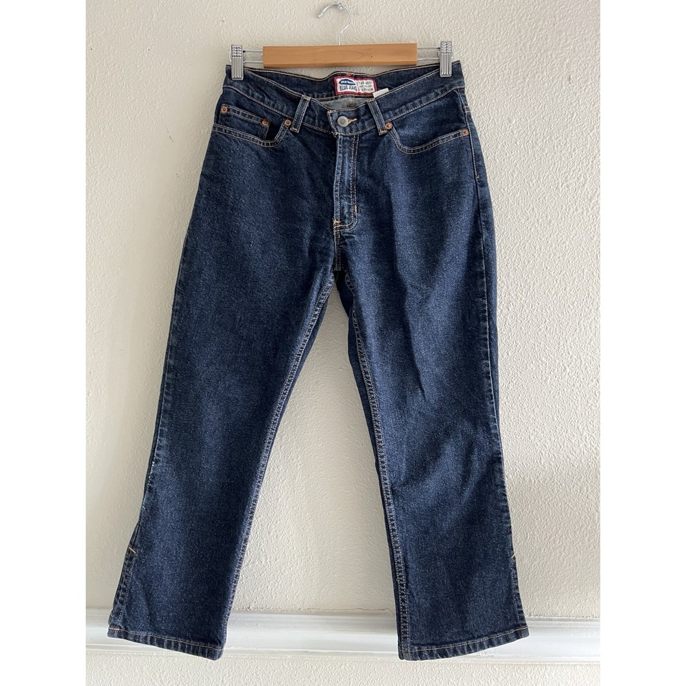 Vintage Old Navy 90s Y2K Womens 6 Regular 100% Cotton Dark Wash Cropped Jeans